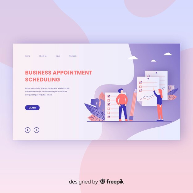 Plantilla de landing page de planificación de citas de negocios