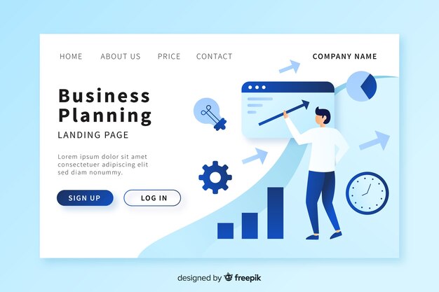 Plantilla de landing page de planificación de negocio