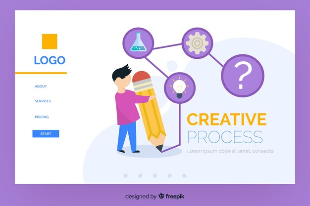 Plantilla de landing page de proceso creativo