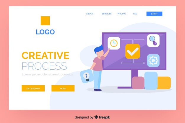 Plantilla de landing page de proceso creativo