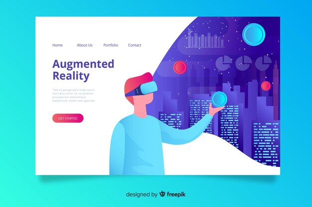 Plantilla de landing page de realidad virtual