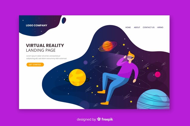 Plantilla de landing page de realidad virtual
