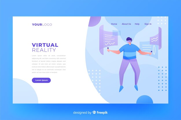 Plantilla de landing page de realidad virtual