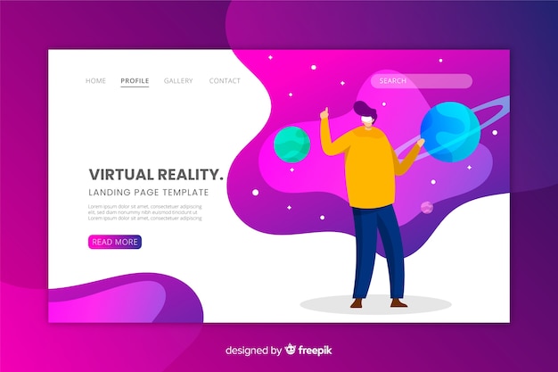 Plantilla de landing page de realidad virtual