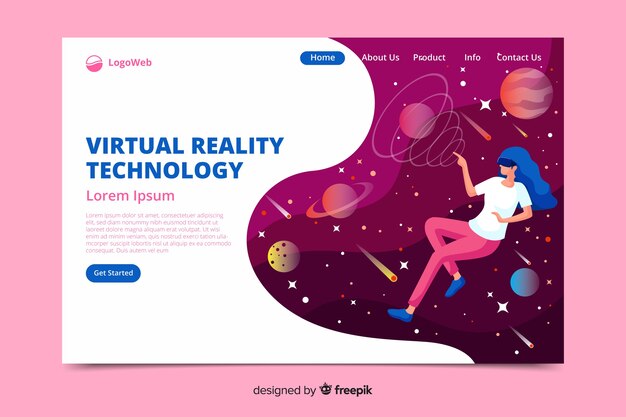 Plantilla de landing page de realidad virtual