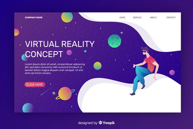 Plantilla de landing page de realidad virtual