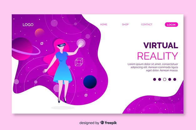 Plantilla de landing page de realidad virtual