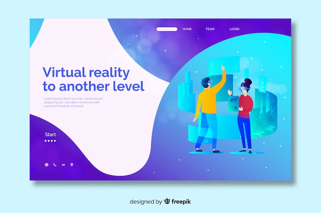 Plantilla de landing page de realidad virtual