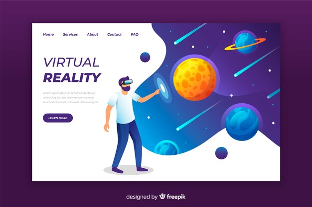 Plantilla de landing page de realidad virtual