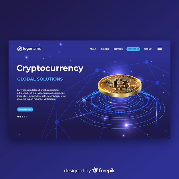 Plantilla de landing page realista de criptomonedas