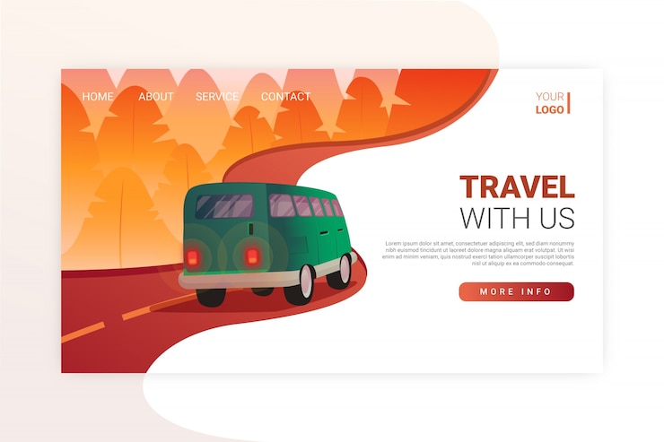 Vector gratuito plantilla de landing page realista de viaje