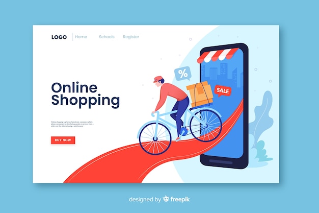 Plantilla de landing page de rebajas en diseño plano