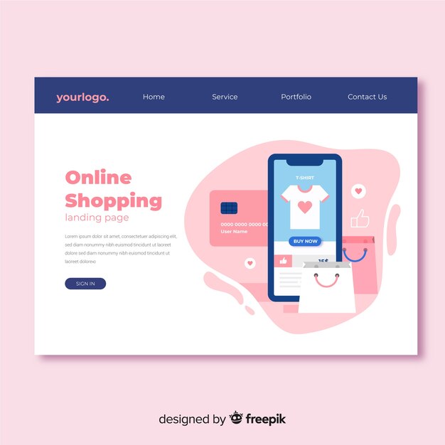 Plantilla de landing page de rebajas en diseño plano