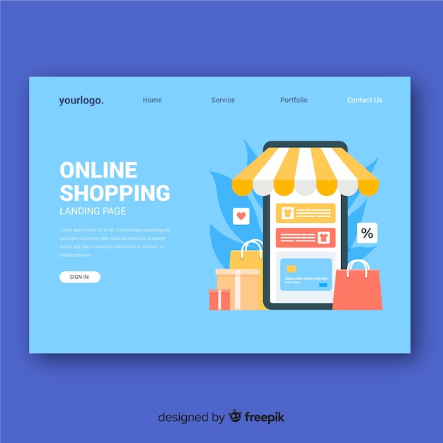 Plantilla de landing page de rebajas en diseño plano