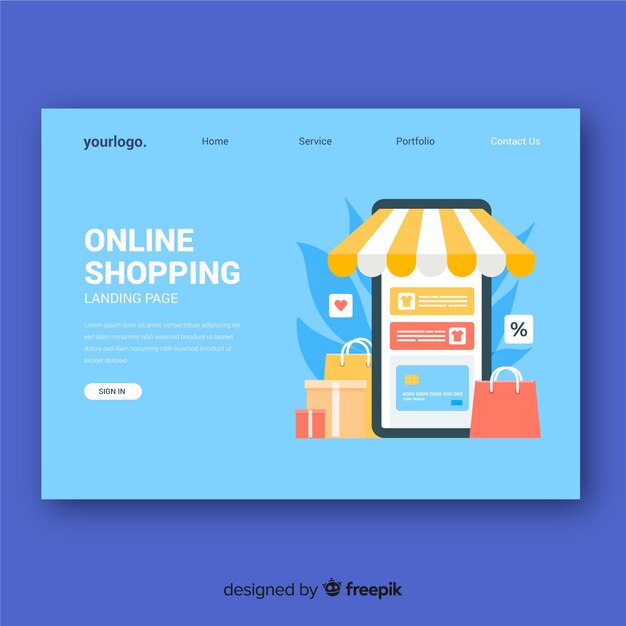 Plantilla de landing page de rebajas en diseño plano