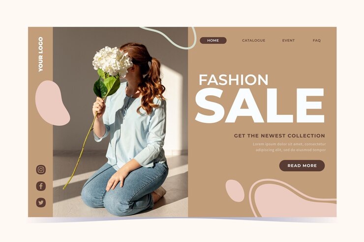 Vector gratuito plantilla de landing page de rebajas de moda
