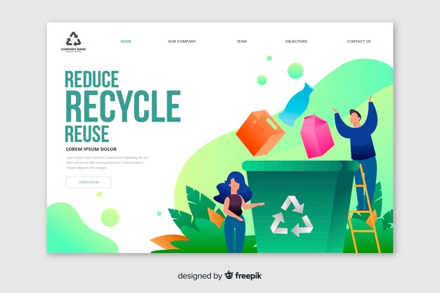 Plantilla de landing page de reciclaje de basura