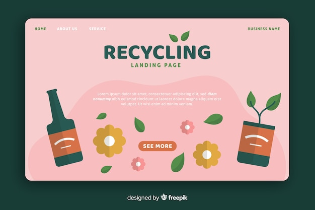 Plantilla de landing page de reciclaje