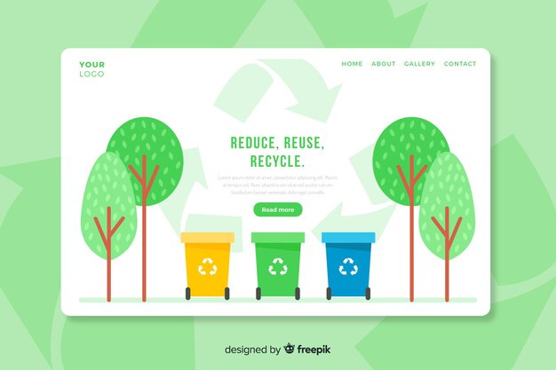 Plantilla de landing page de reciclaje