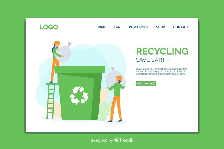 Vector gratuito plantilla de landing page de reciclaje