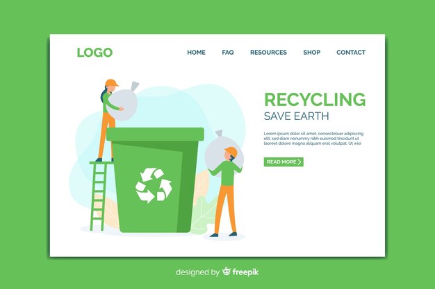 Plantilla de landing page de reciclaje