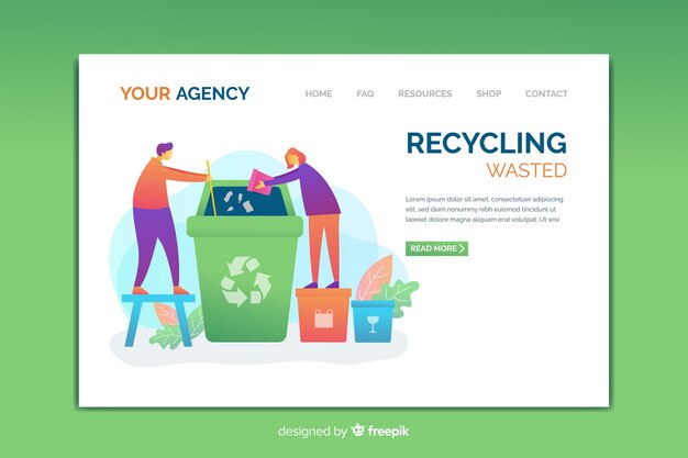 Plantilla de landing page de reciclaje