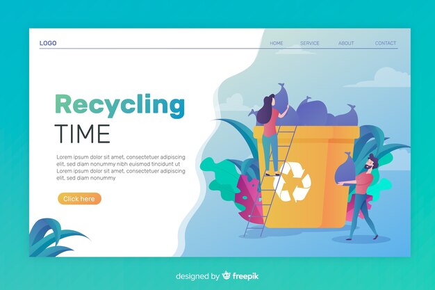 Plantilla de landing page de reciclaje
