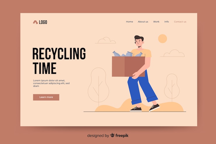 Vector gratuito plantilla de landing page de reciclaje