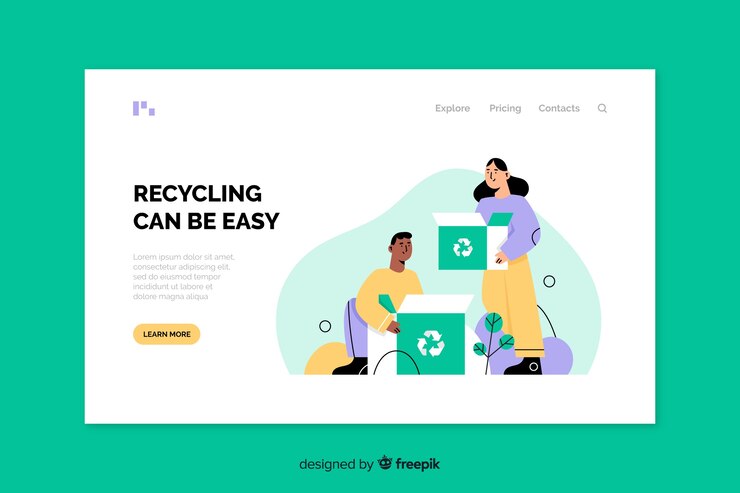Vector gratuito plantilla de landing page de reciclaje