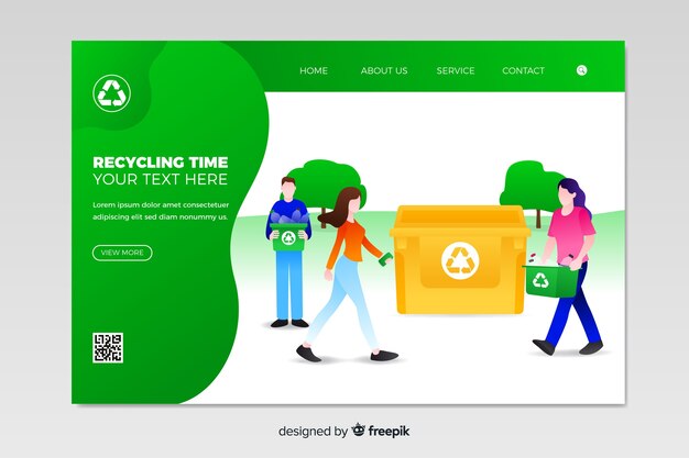 Plantilla de landing page de reciclaje