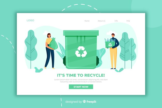 Plantilla de landing page de reciclaje