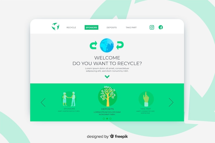 Vector gratuito plantilla de landing page de reciclaje