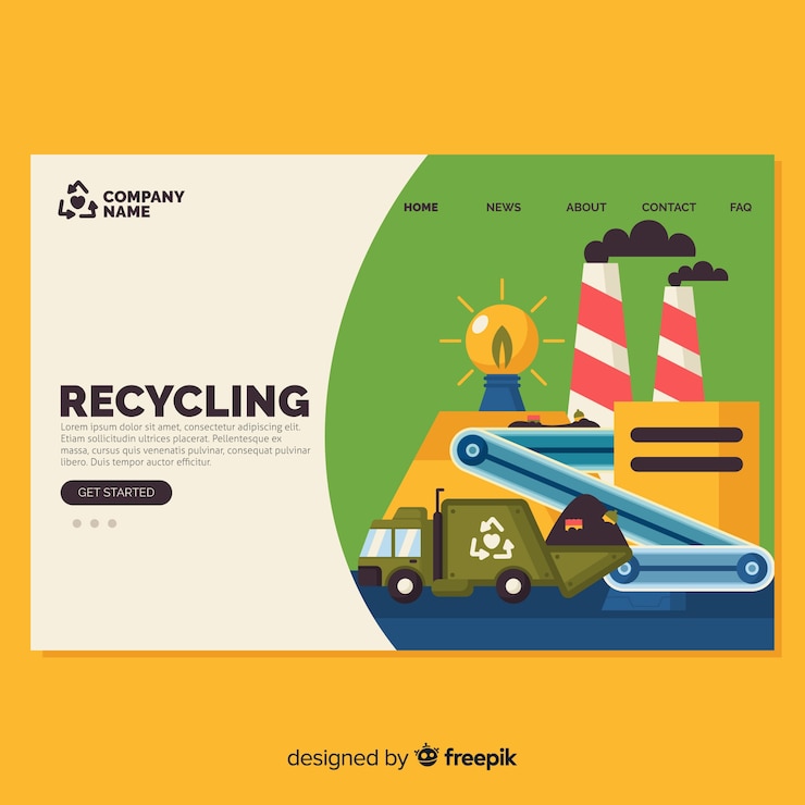 Vector gratuito plantilla de landing page de reciclaje