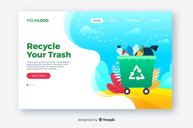 Plantilla de landing page de reciclaje