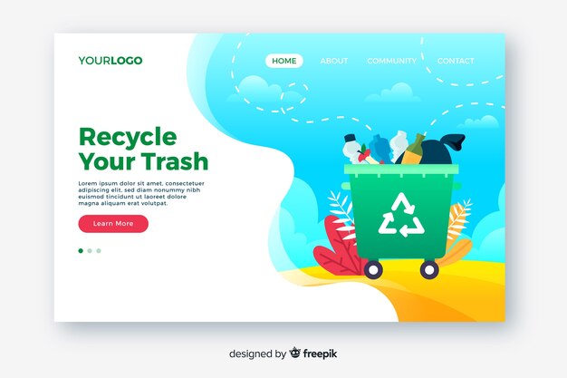 Plantilla de landing page de reciclaje