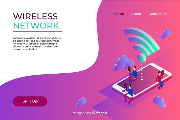 Plantilla de landing page de redes inalámbricas