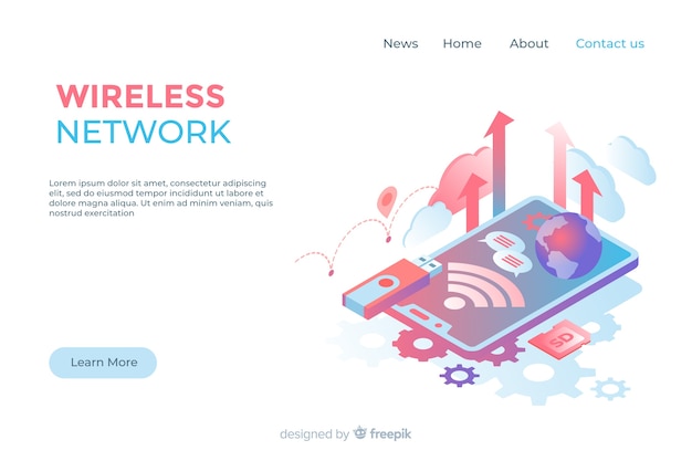 Plantilla de landing page de redes inalámbricas