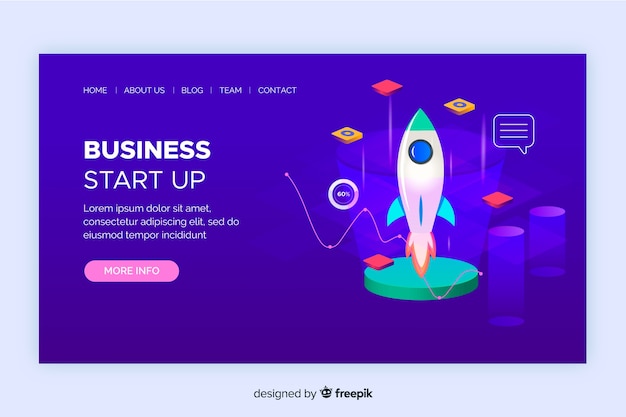 Vector gratuito plantilla de landing page de start up