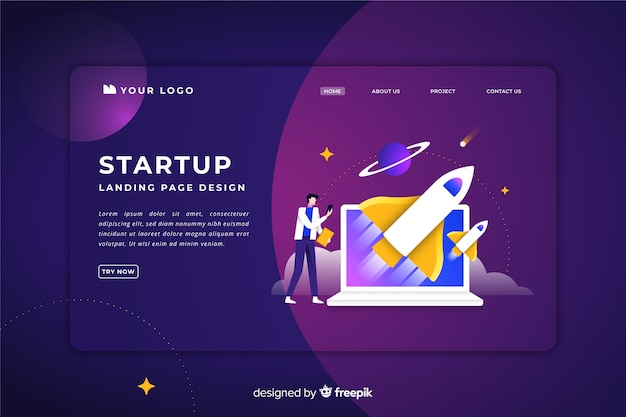 Plantilla de landing page de startup de negocio