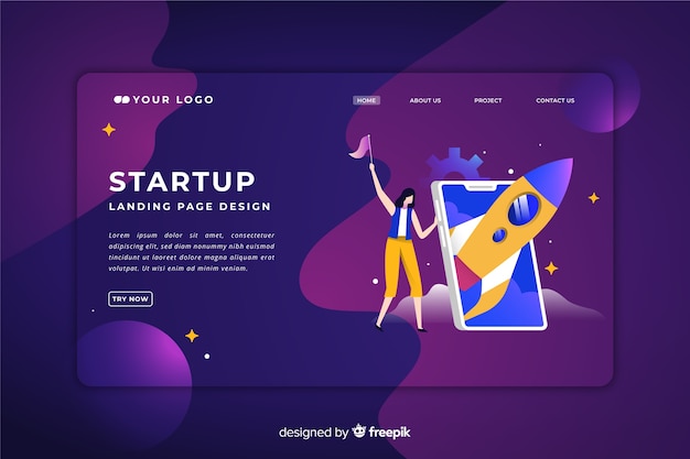 Plantilla de landing page de startup de negocio