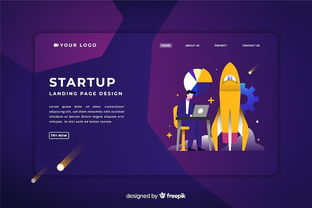 Plantilla de landing page de startup de negocio