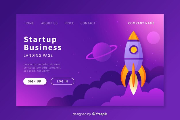 Plantilla de landing page de startup de negocio