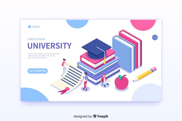 Plantilla de landing page de universidad en isométrico