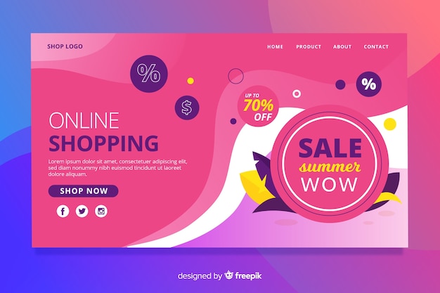 Plantilla de landing page de venta online