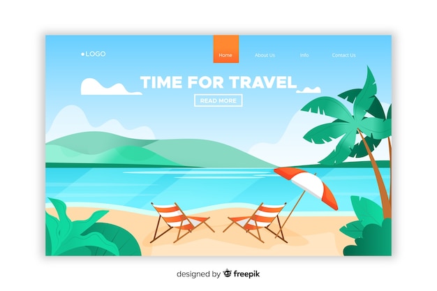 Plantilla de landing page de viaje en diseño plano