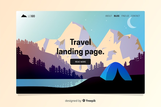 Vector gratuito plantilla de landing page de viaje