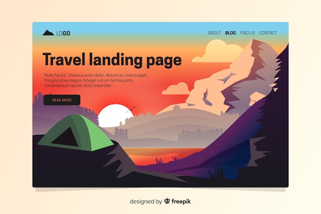 Vector gratuito plantilla de landing page de viaje