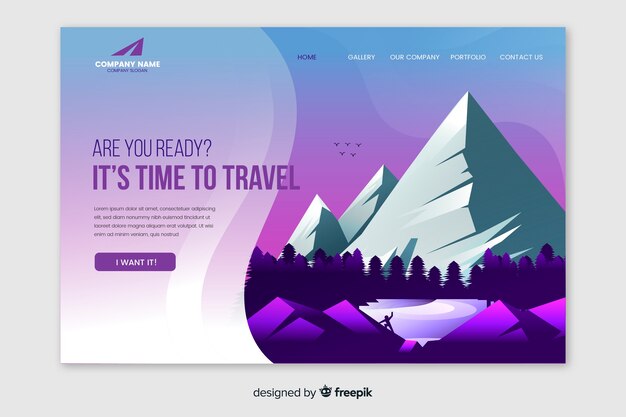 Vector gratuito plantilla de landing page de viaje