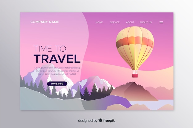 Plantilla de landing page de viaje