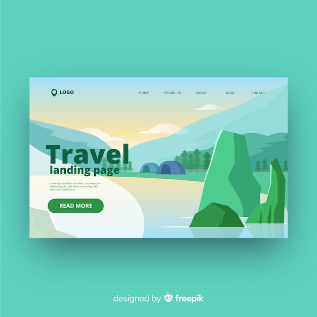 Plantilla de landing page de viaje